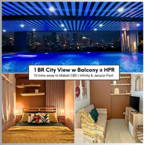Stunning 1BR w Amazing Infinity Pool and 360 Roof Deck viewing Makati and Rockwell Lights - 5 mins drive away to Poblacion Makati